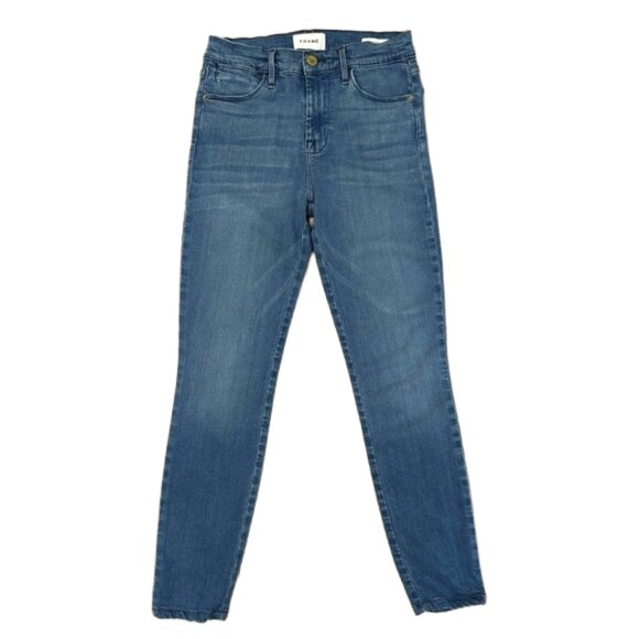 FRAME Le High Skinny Jeans Blue Lagoon Wash Size 26 Designer Denim - Picture 1 of 11